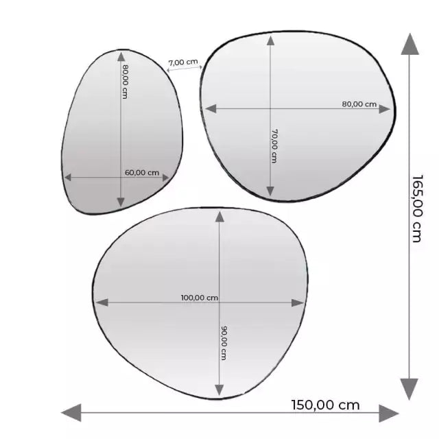 Trio Drop Mirror 165x150cm
