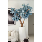 St. Tropez Vase in matte white with blue cherry blossoms