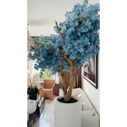 Matte White St. Tropez Vase with Blue Cherry Blossom Release