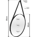Adnet Leather Mirror 50cm + Bracket