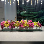 Modern House Glass Vase with Pink Vandas and Green Cymbidiums