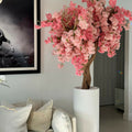 Matte White St. Tropez Vase with Personalized Pink Cherry Blossom