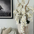 San Jose Beige Sand Vase with White Orchids in Cascade