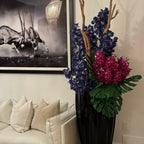 San Jose Vase in Glossy Black with Vanda Orchids