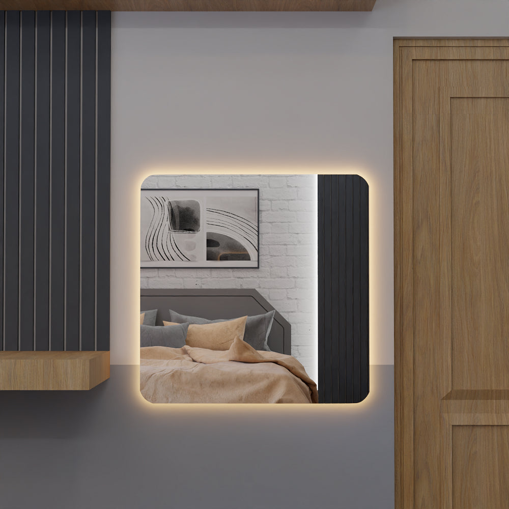 Square Mirror with LED 80x80cm
